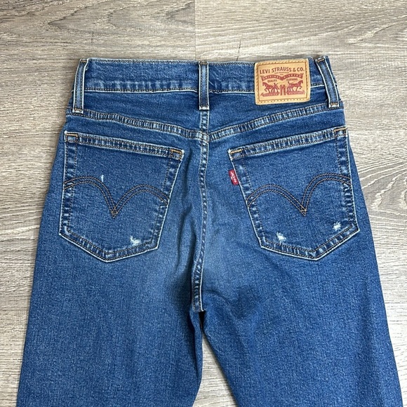 Levi’s High Rise Wedgie Skinny Jeans Distressed Blue Women’s Sz 27 - Picture 5 of 12